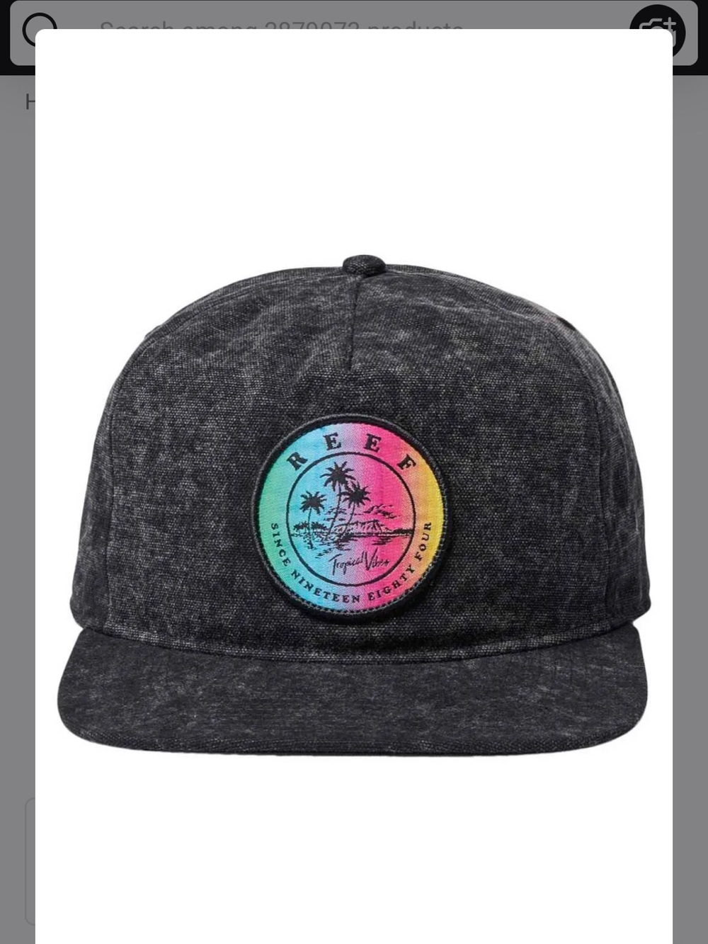 Reef Kids Charcoal Snapback Hat with Rainbow Patch